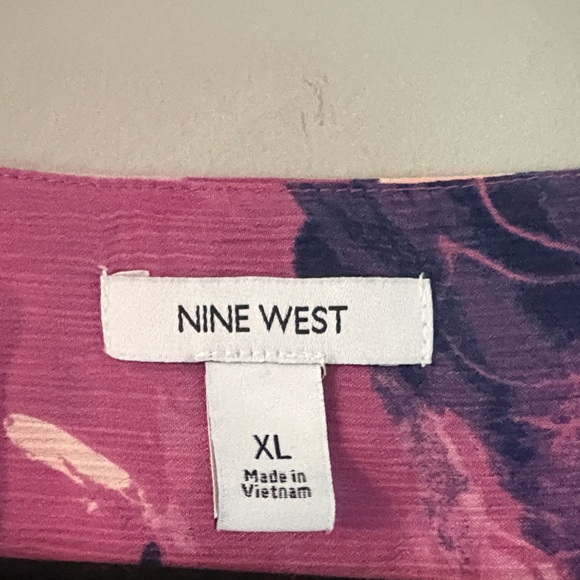 New York & Company Pink and Purple Floral Blouse - Picture 2 of 7